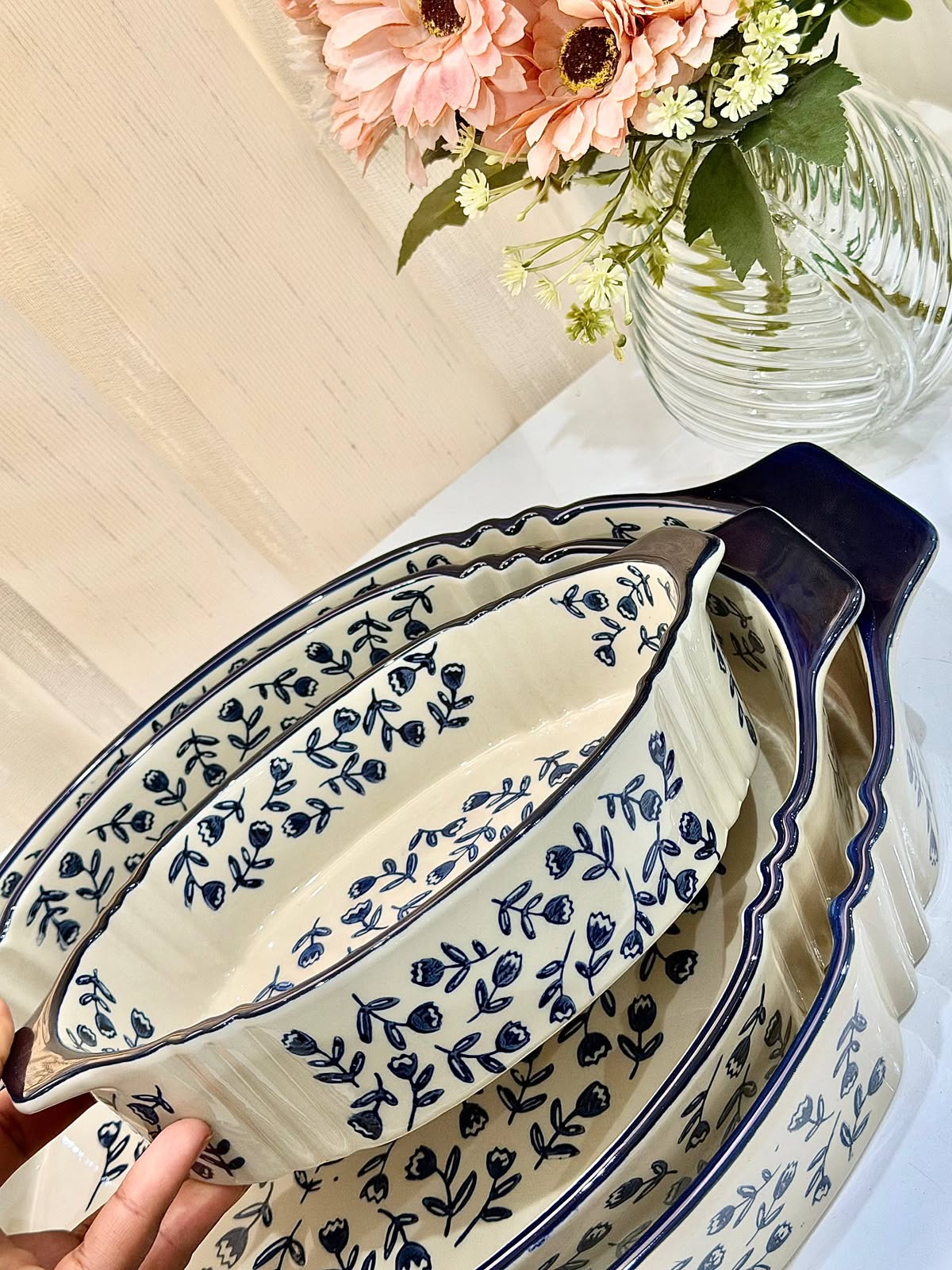 Floral Porcelain Casserole Set