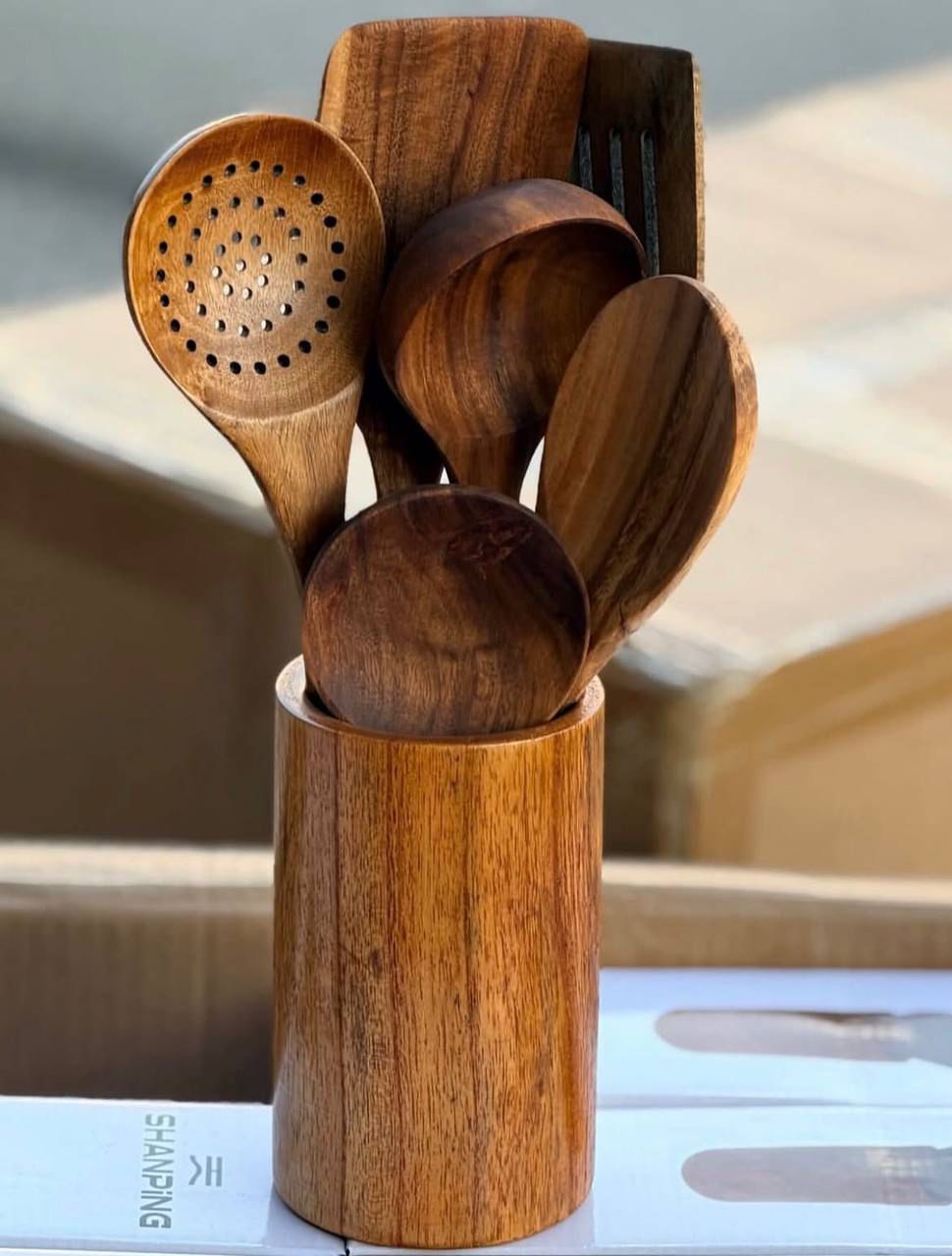Natural Wood Serving Set
