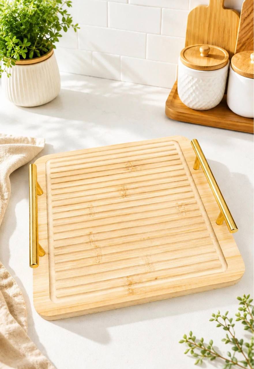 Wooden Serving Tray Set