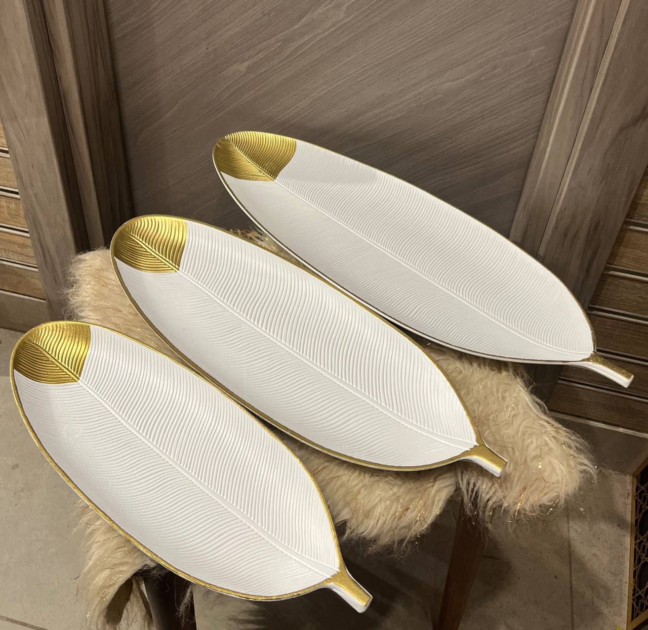 3-Piece Leaf Serving Tray Set