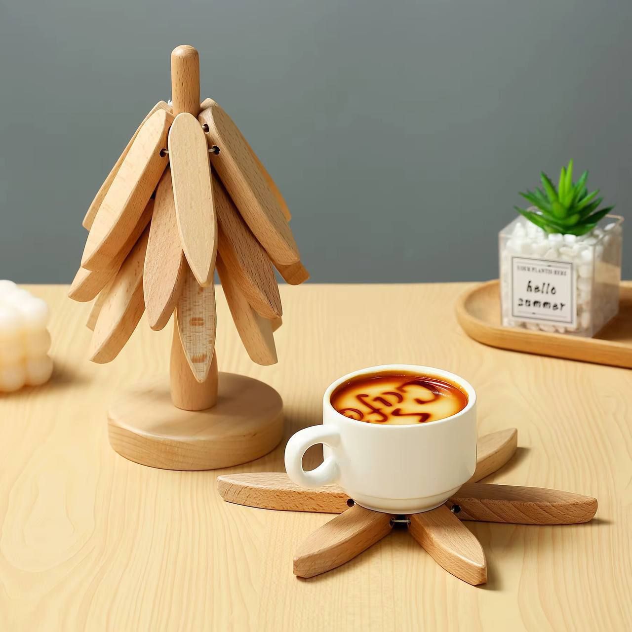 Wooden Tree Coaster Set (5 pcs)