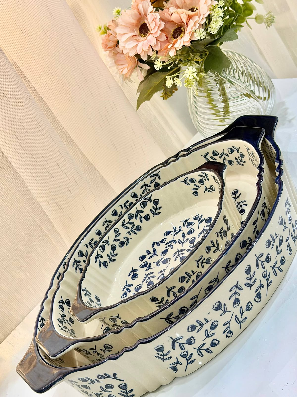 Floral Porcelain Casserole Set