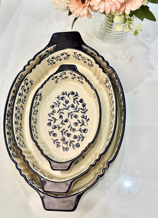 Floral Porcelain Casserole Set