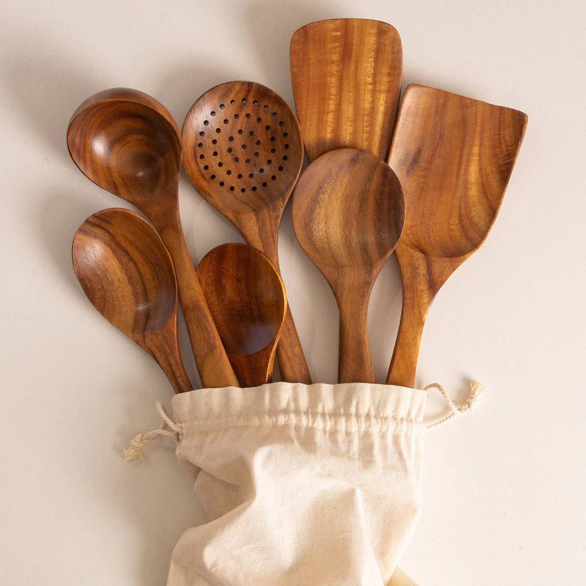 Natural Wood Serving Set