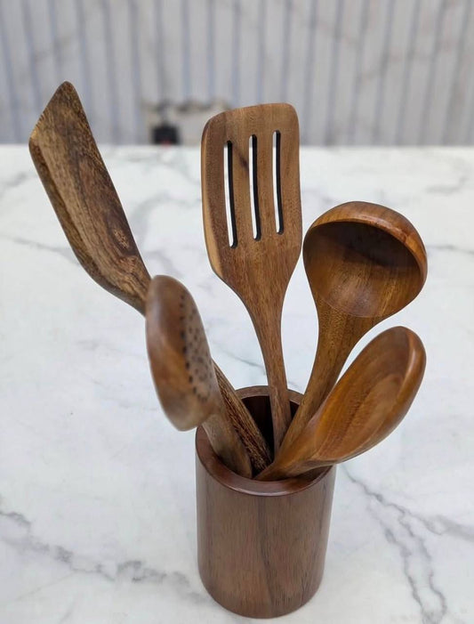 Natural Wood Serving Set