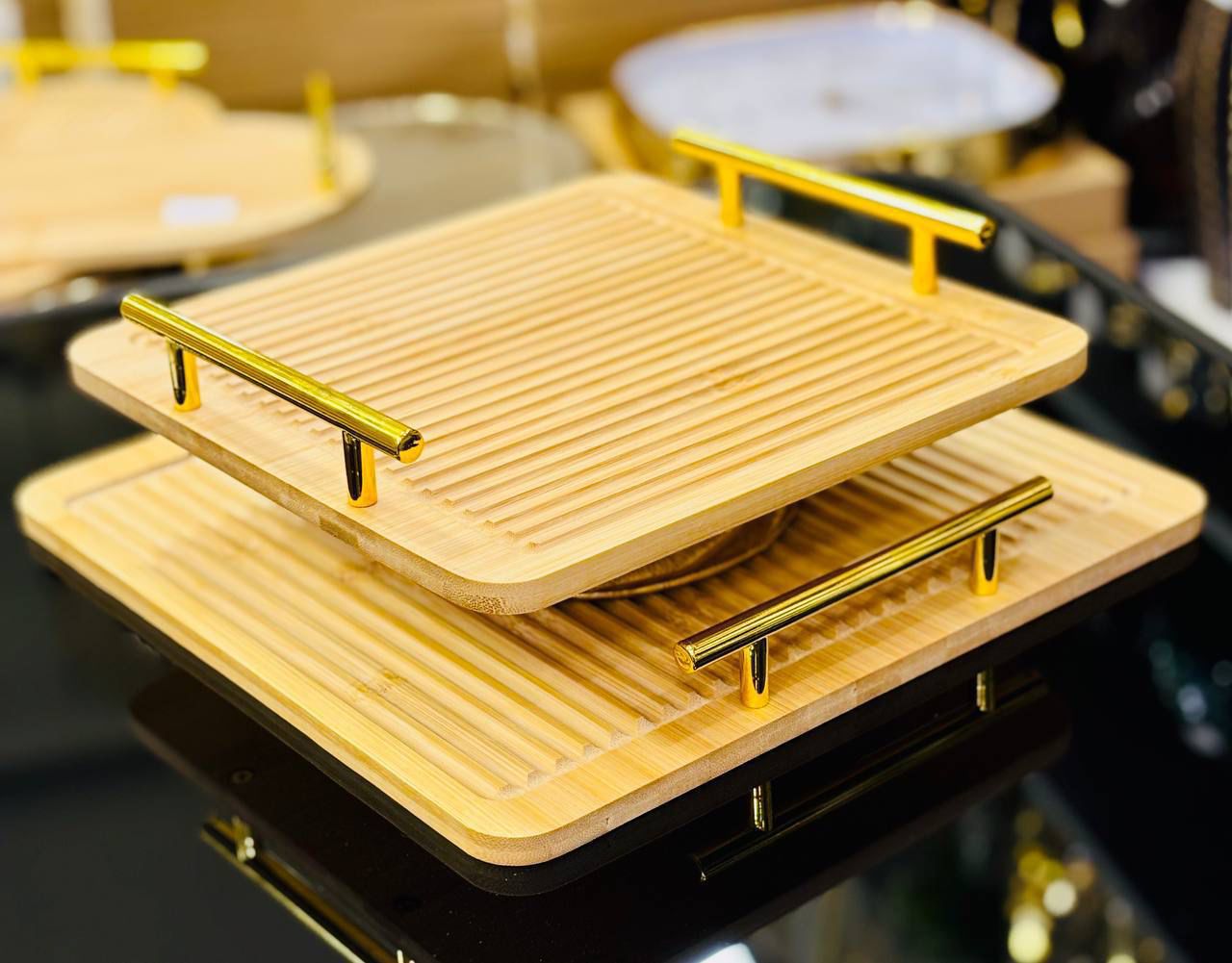 Wooden Serving Tray Set