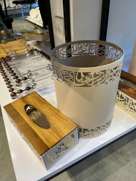 Metal Basket & Tissue Box Set