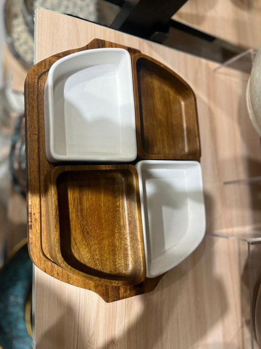 Porcelain & Wood Nuts Set