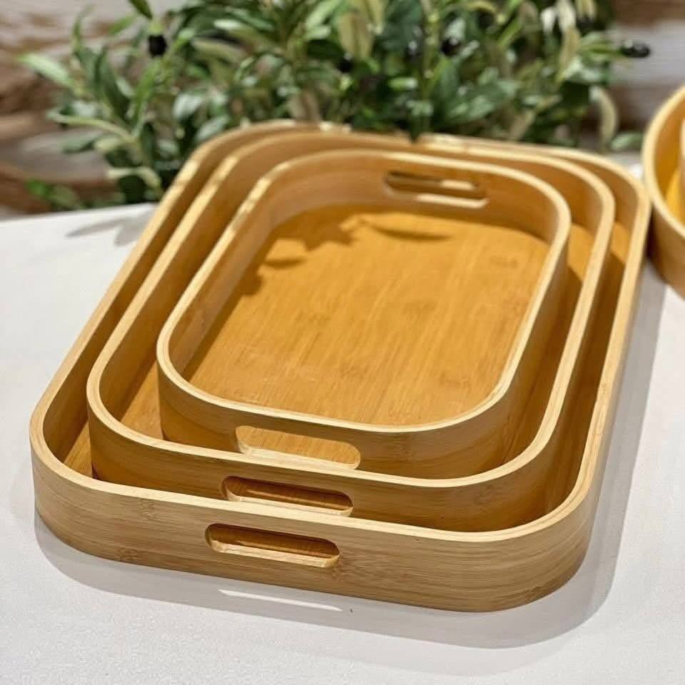 Wooden Serving Tray Set