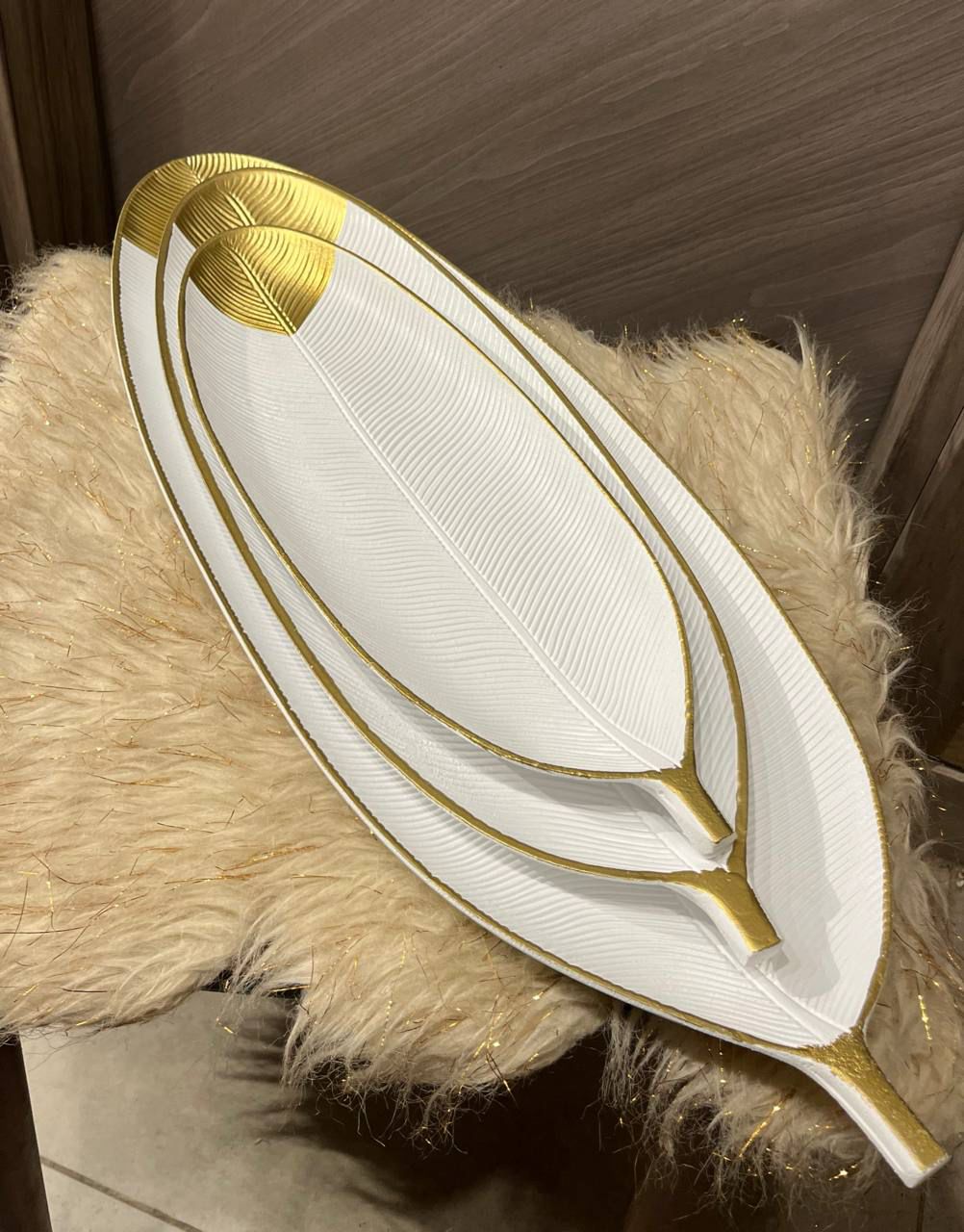 3-Piece Leaf Serving Tray Set