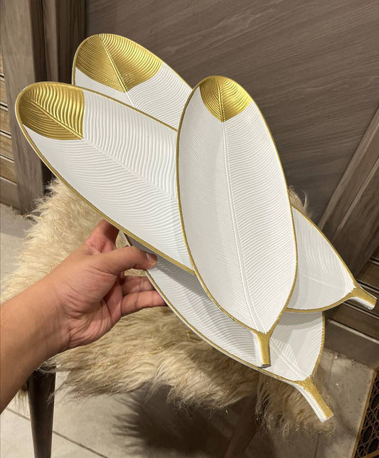 3-Piece Leaf Serving Tray Set