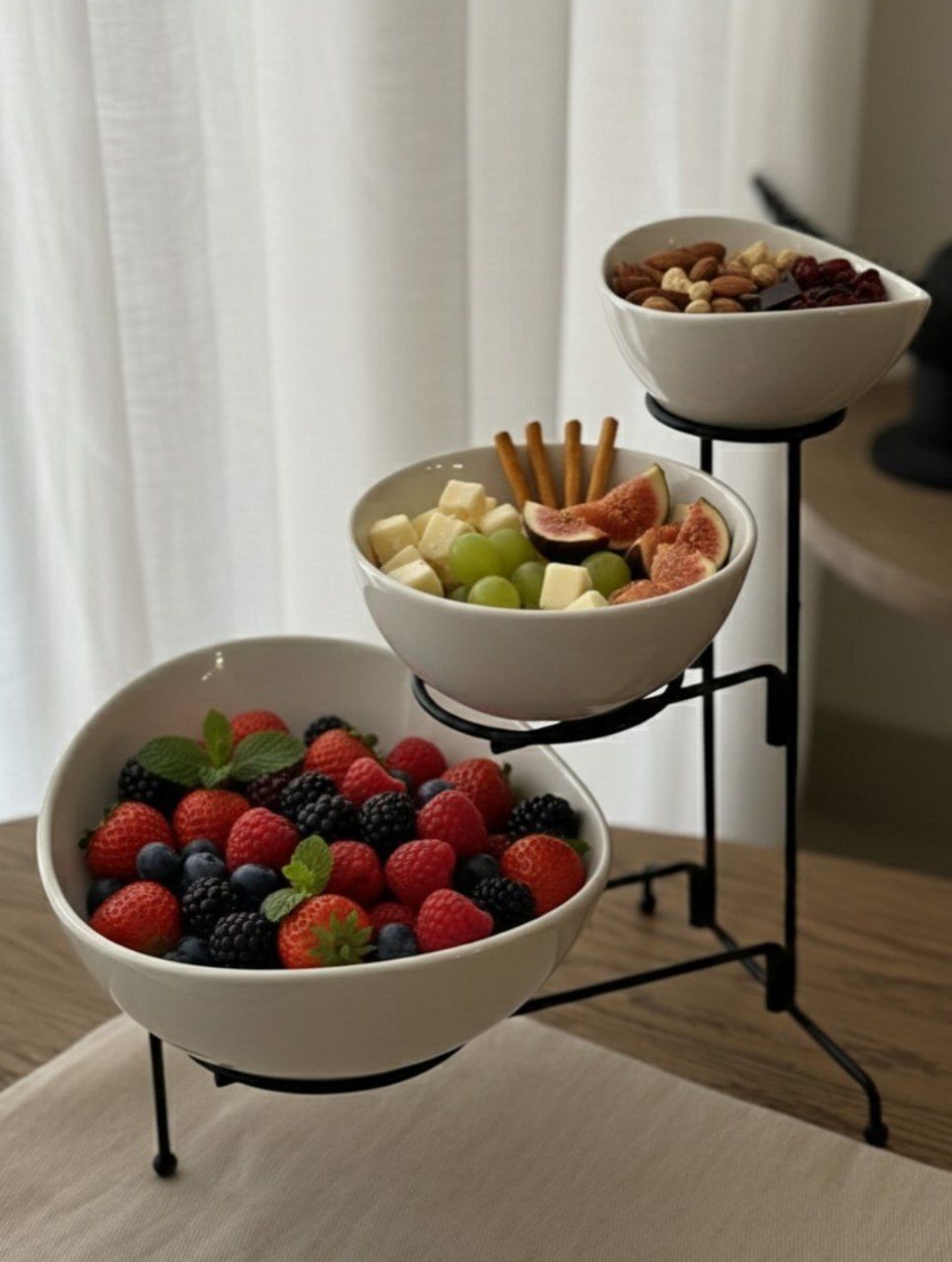3-Tier Ceramic Fruit Bowl Stand