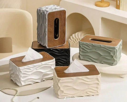 Stone-Pattern Acrylic Tissue Box