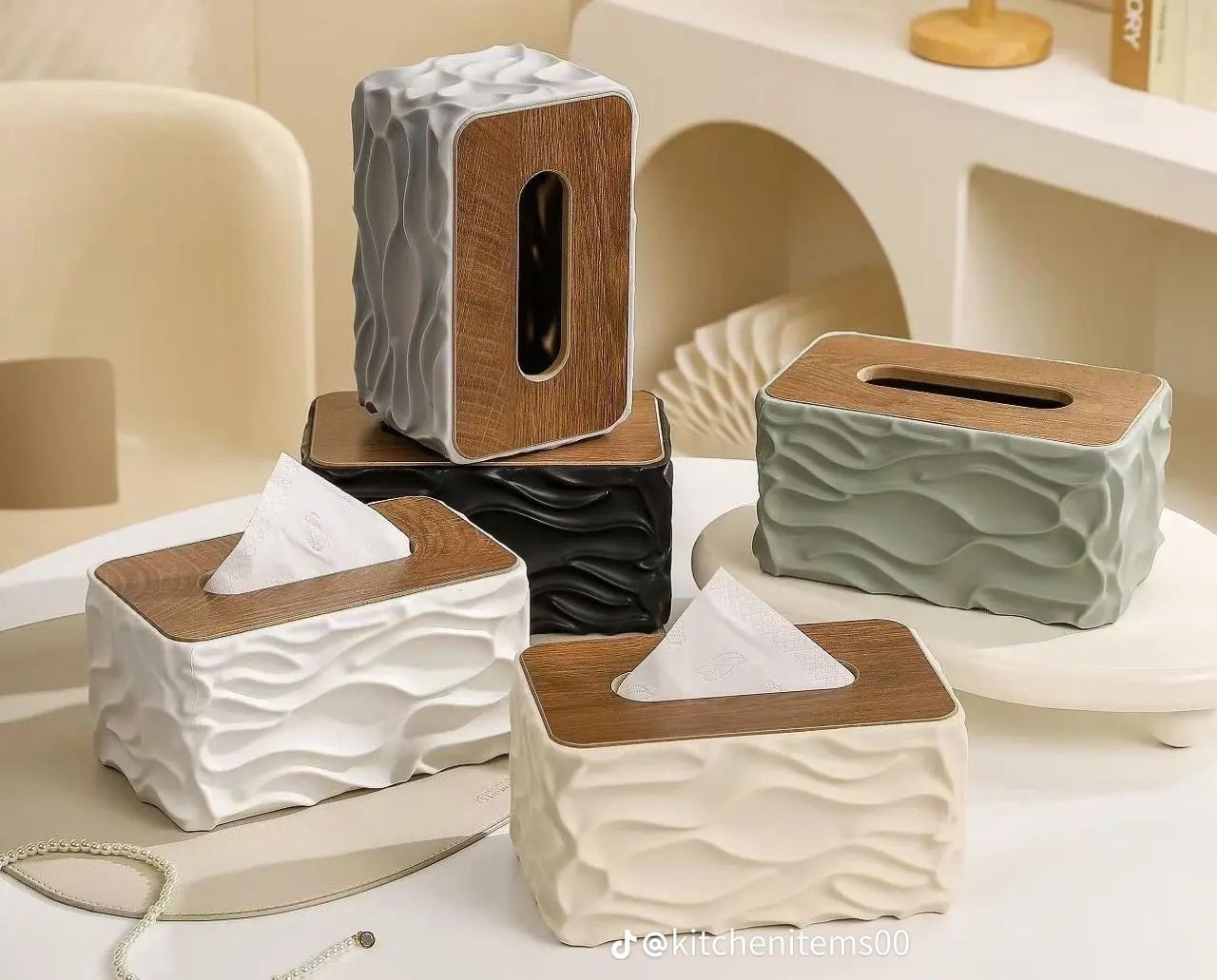 Stone-Pattern Acrylic Tissue Box