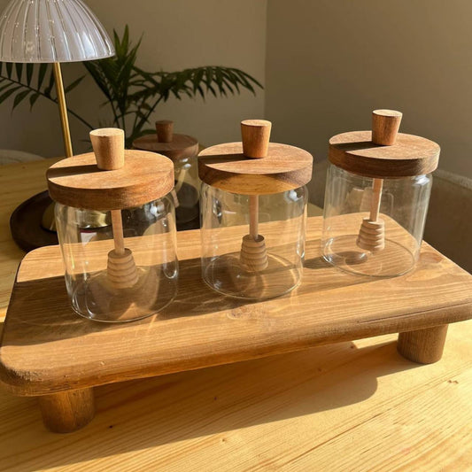 Wooden Honey Jar