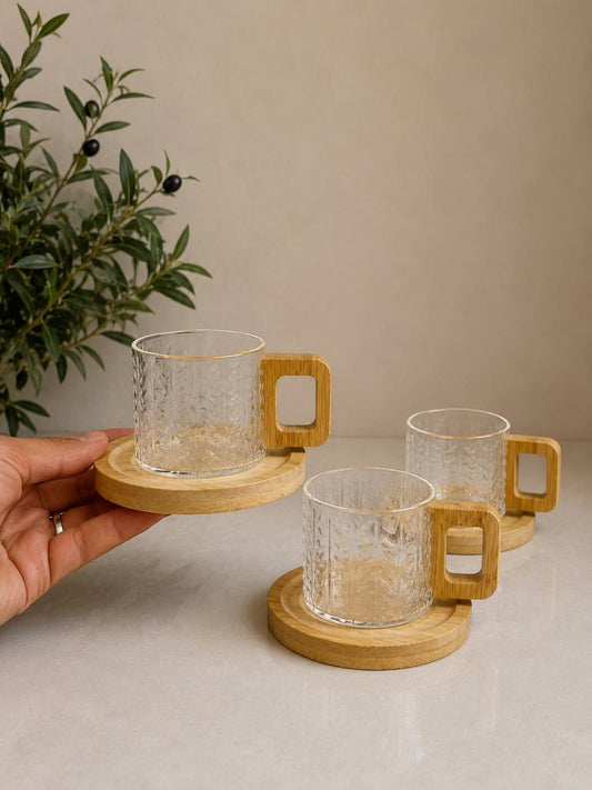 Bamboo Handle Coffee Cups Set