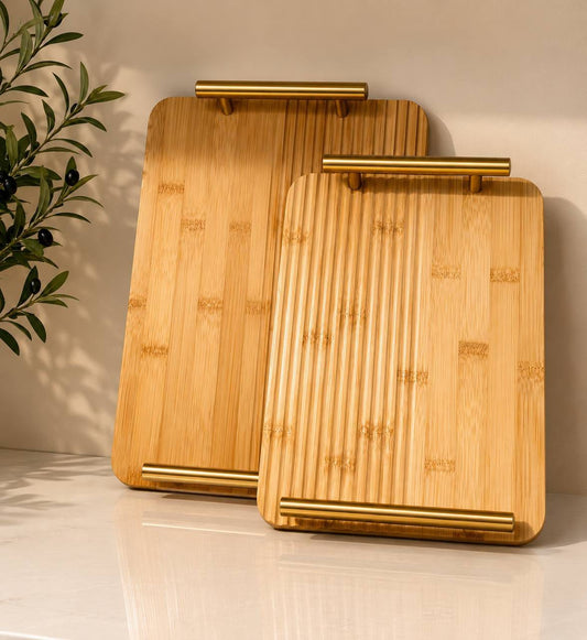 Wooden Serving Tray Set