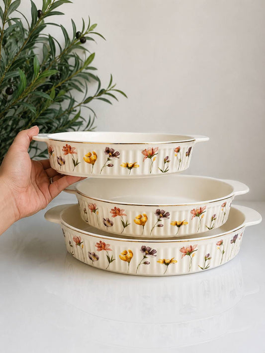 Floral Design Baking Dish Set